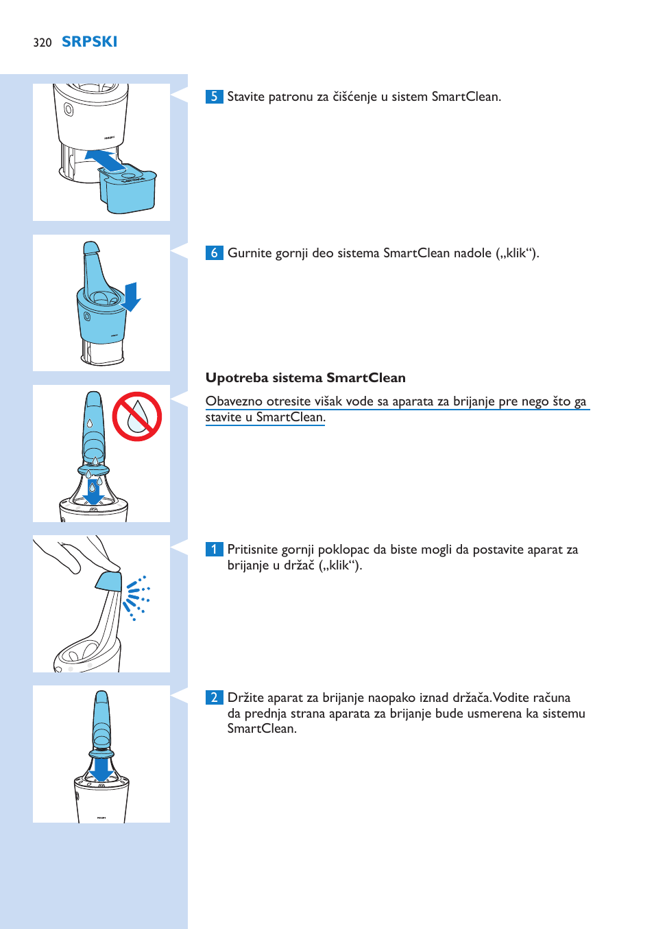 Philips Norelco SHAVER Series 9000 wet and dry electric shaver S9721-84 V-Track Precision Blades Contour Detect Technology SmartClean System PRO Digital User Interface with SmartClean System PRO and Aquatec Wet & Dry User Manual | Page 320 / 352