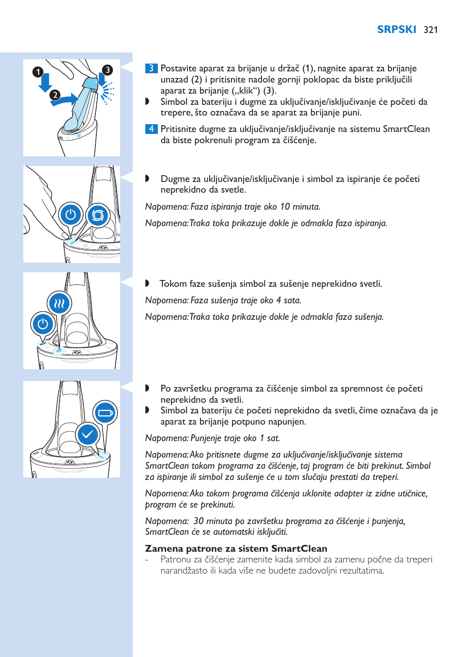 Philips Norelco SHAVER Series 9000 wet and dry electric shaver S9721-84 V-Track Precision Blades Contour Detect Technology SmartClean System PRO Digital User Interface with SmartClean System PRO and Aquatec Wet & Dry User Manual | Page 321 / 352