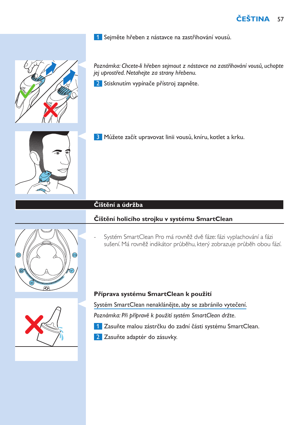 Philips Norelco SHAVER Series 9000 wet and dry electric shaver S9721-84 V-Track Precision Blades Contour Detect Technology SmartClean System PRO Digital User Interface with SmartClean System PRO and Aquatec Wet & Dry User Manual | Page 57 / 352