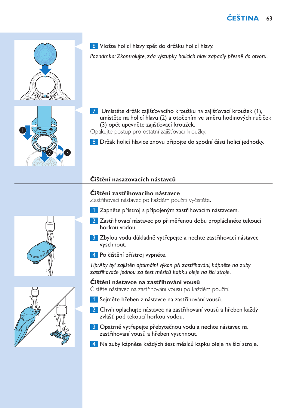 Philips Norelco SHAVER Series 9000 wet and dry electric shaver S9721-84 V-Track Precision Blades Contour Detect Technology SmartClean System PRO Digital User Interface with SmartClean System PRO and Aquatec Wet & Dry User Manual | Page 63 / 352