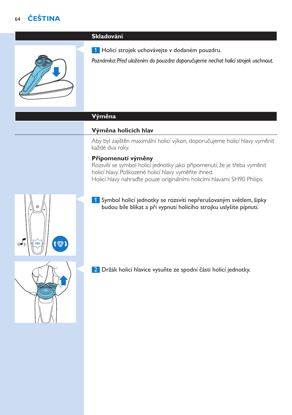 Philips Norelco SHAVER Series 9000 wet and dry electric shaver S9721-84 V-Track Precision Blades Contour Detect Technology SmartClean System PRO Digital User Interface with SmartClean System PRO and Aquatec Wet & Dry User Manual | Page 64 / 352