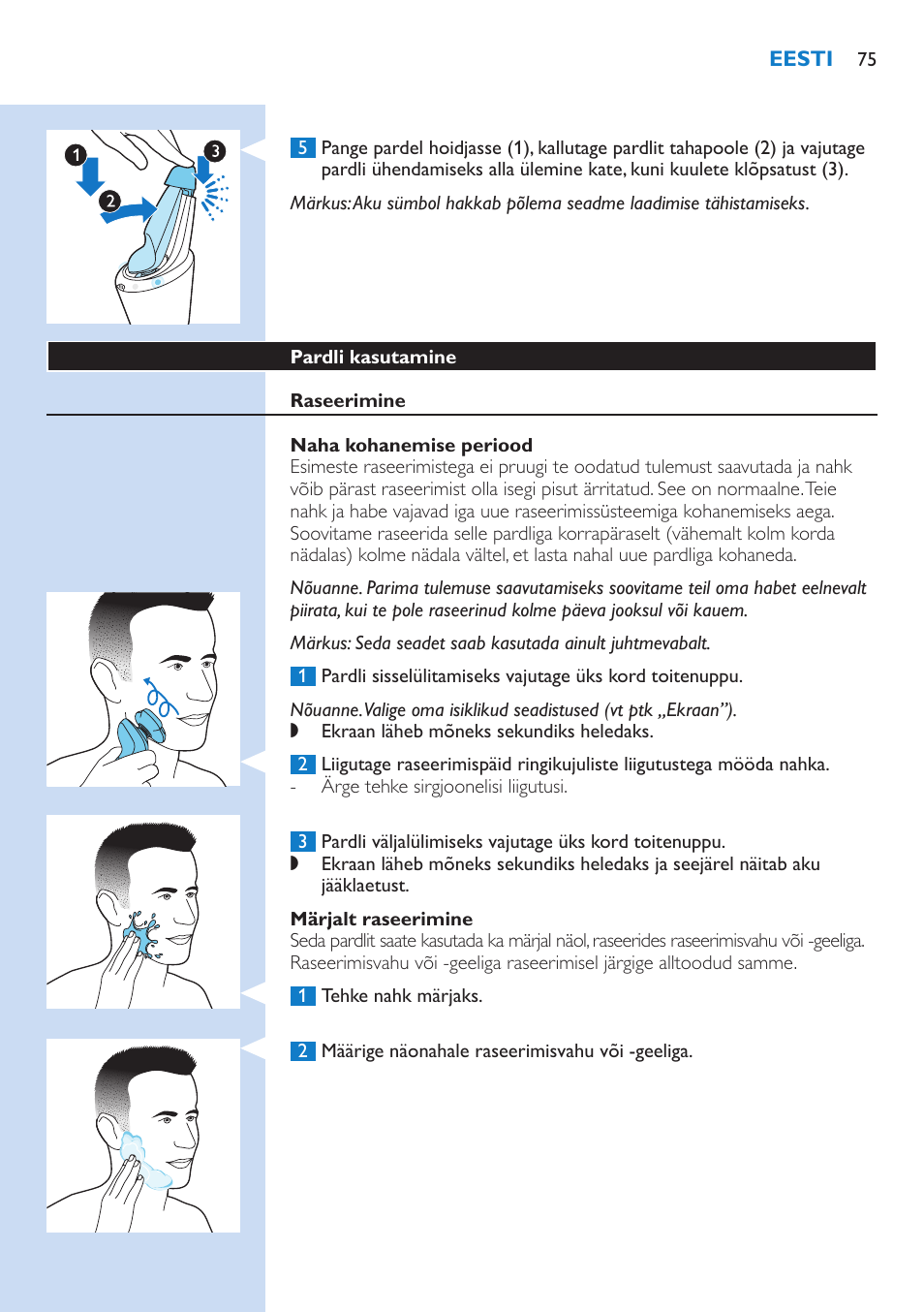 Philips Norelco SHAVER Series 9000 wet and dry electric shaver S9721-84 V-Track Precision Blades Contour Detect Technology SmartClean System PRO Digital User Interface with SmartClean System PRO and Aquatec Wet & Dry User Manual | Page 75 / 352