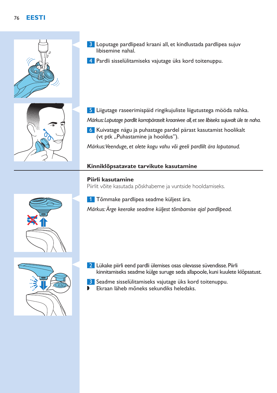 Philips Norelco SHAVER Series 9000 wet and dry electric shaver S9721-84 V-Track Precision Blades Contour Detect Technology SmartClean System PRO Digital User Interface with SmartClean System PRO and Aquatec Wet & Dry User Manual | Page 76 / 352