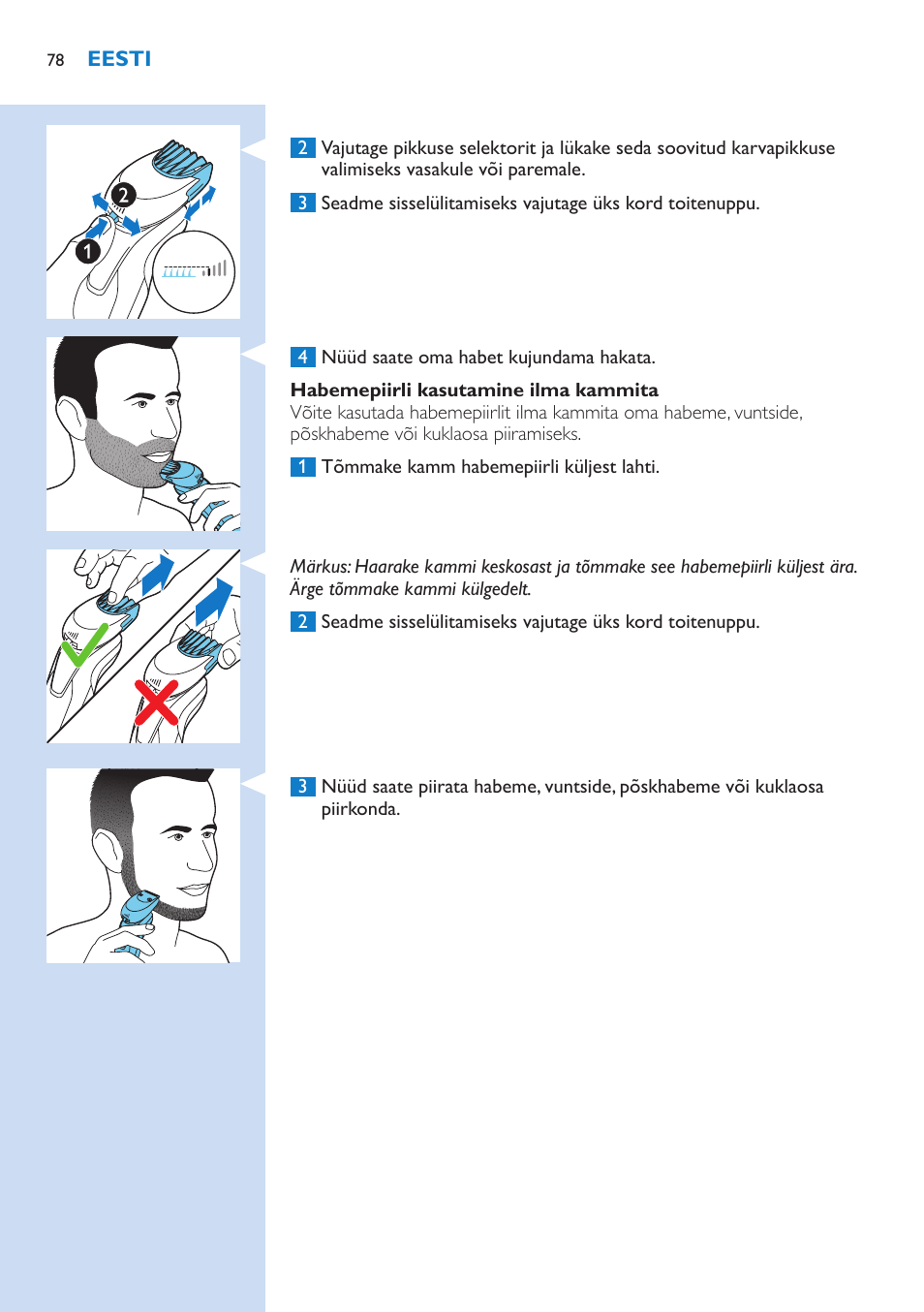 Philips Norelco SHAVER Series 9000 wet and dry electric shaver S9721-84 V-Track Precision Blades Contour Detect Technology SmartClean System PRO Digital User Interface with SmartClean System PRO and Aquatec Wet & Dry User Manual | Page 78 / 352