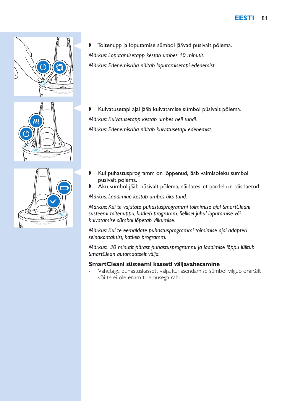 Philips Norelco SHAVER Series 9000 wet and dry electric shaver S9721-84 V-Track Precision Blades Contour Detect Technology SmartClean System PRO Digital User Interface with SmartClean System PRO and Aquatec Wet & Dry User Manual | Page 81 / 352