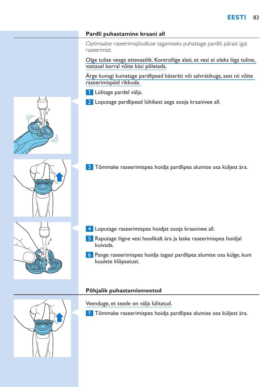 Philips Norelco SHAVER Series 9000 wet and dry electric shaver S9721-84 V-Track Precision Blades Contour Detect Technology SmartClean System PRO Digital User Interface with SmartClean System PRO and Aquatec Wet & Dry User Manual | Page 83 / 352