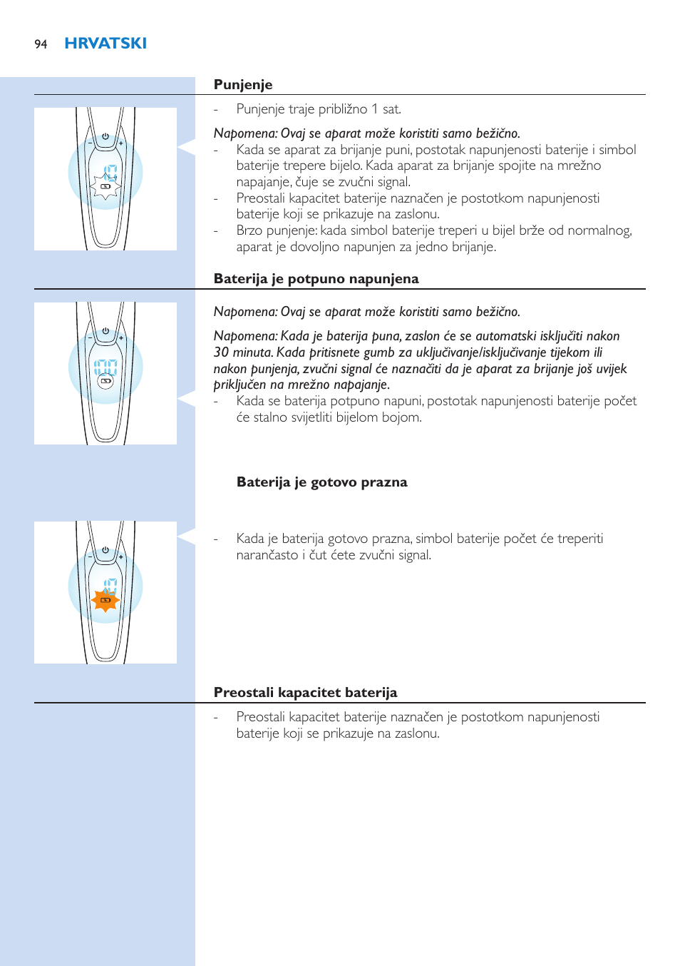 Philips Norelco SHAVER Series 9000 wet and dry electric shaver S9721-84 V-Track Precision Blades Contour Detect Technology SmartClean System PRO Digital User Interface with SmartClean System PRO and Aquatec Wet & Dry User Manual | Page 94 / 352