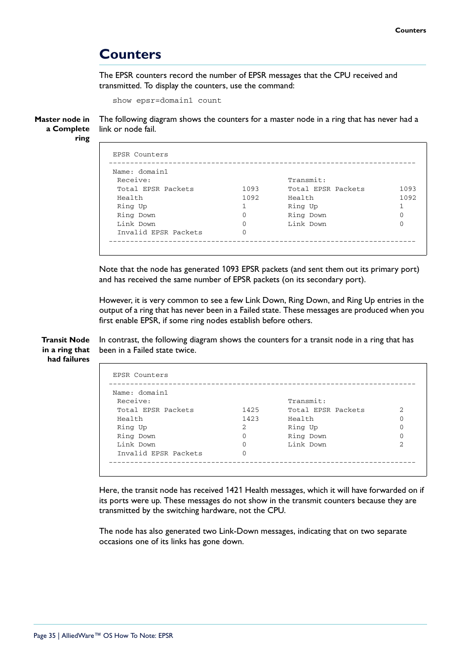 Counters | Allied Telesis AlliedWare  OS User Manual | Page 35 / 56