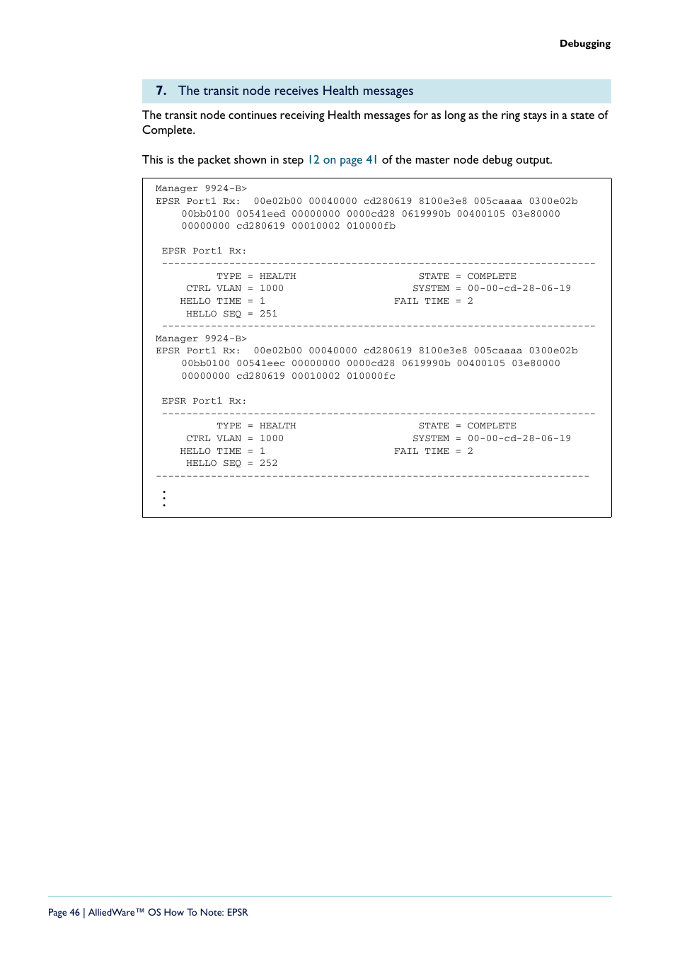 The transit node receives health messages | Allied Telesis AlliedWare  OS User Manual | Page 46 / 56