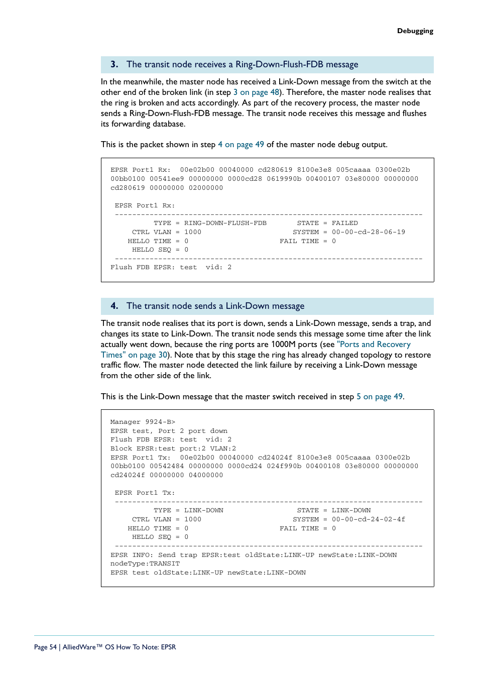 The transit node sends a link-down message | Allied Telesis AlliedWare  OS User Manual | Page 54 / 56