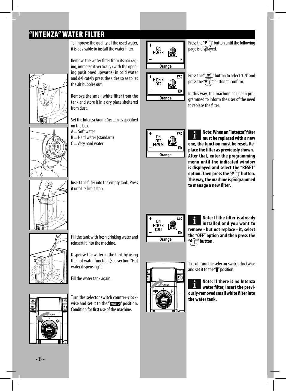 Intenza” water filter | Philips HD8838-47 User Manual | Page 11 / 36