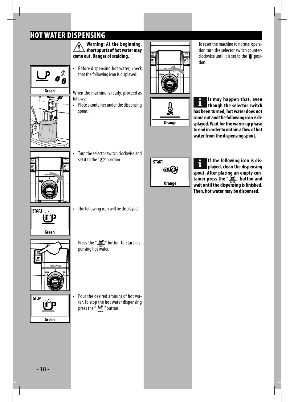 Hot water dispensing | Philips HD8838-47 User Manual | Page 21 / 36