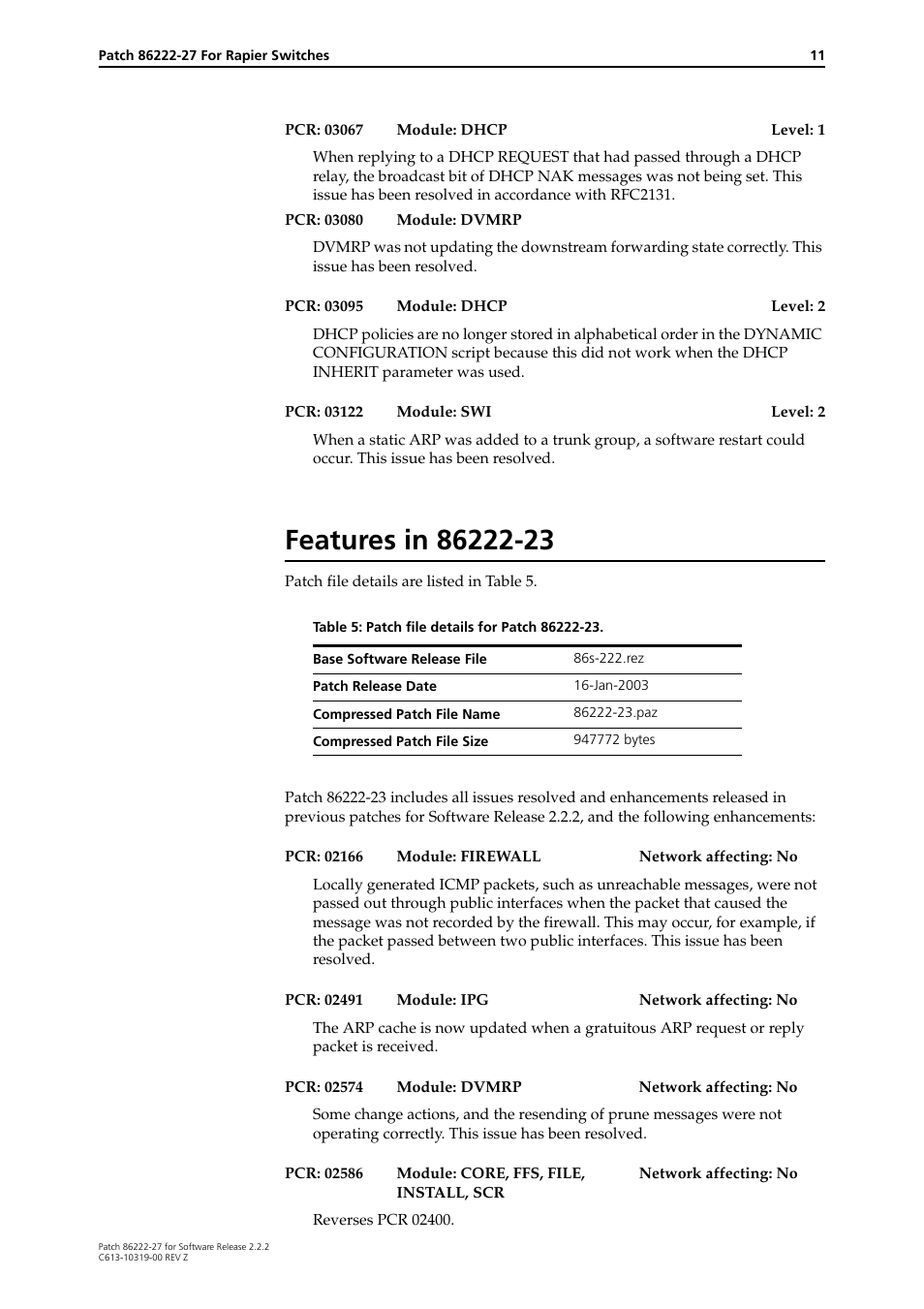 Features in 86222-23 | Allied Telesis 86222-27 User Manual | Page 11 / 46