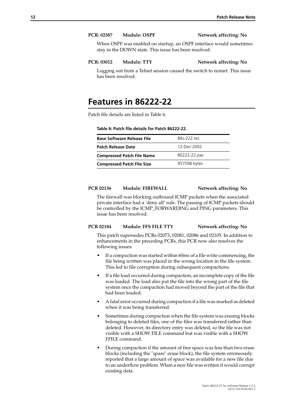 Features in 86222-22 | Allied Telesis 86222-27 User Manual | Page 12 / 46