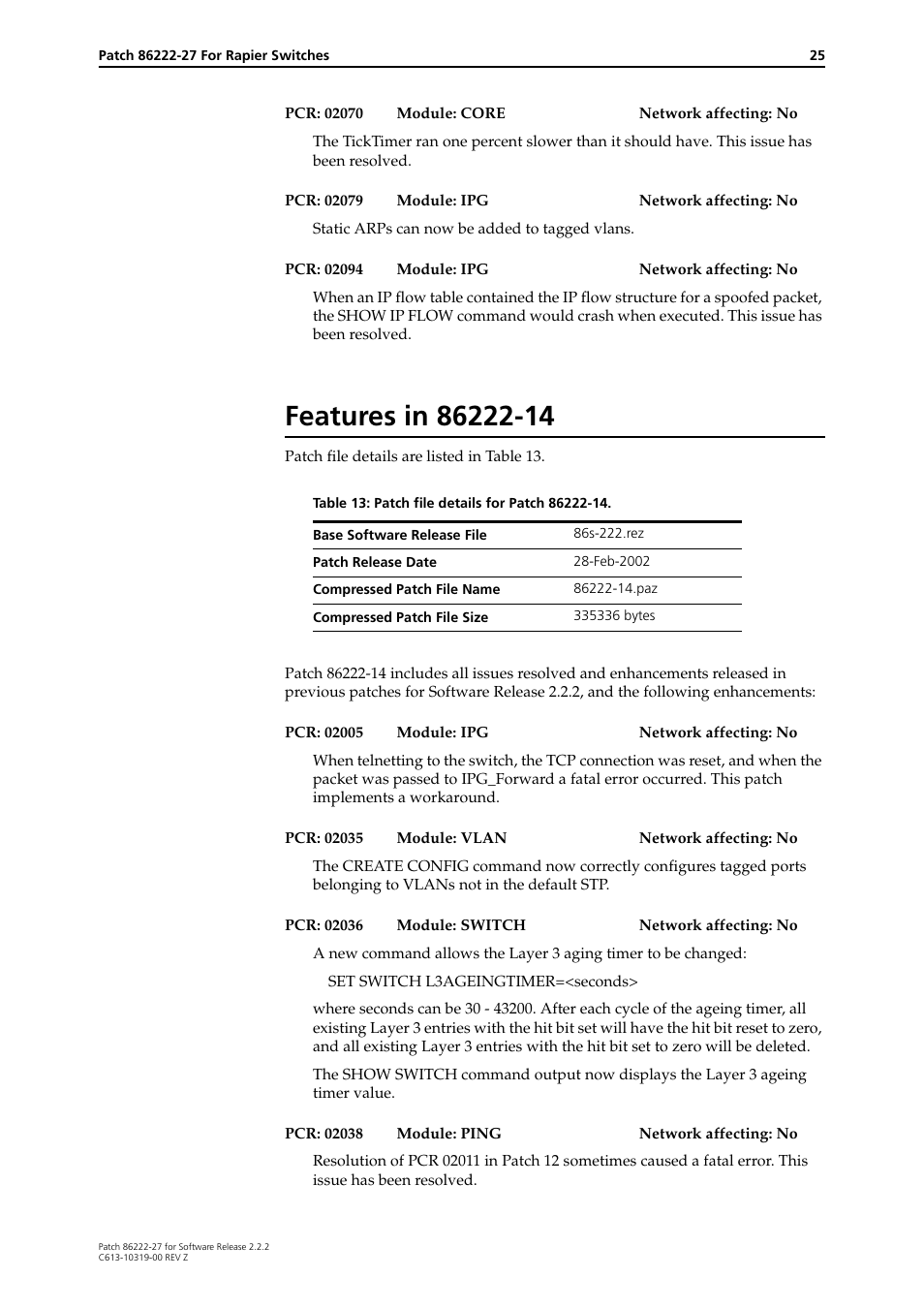 Features in 86222-14 | Allied Telesis 86222-27 User Manual | Page 25 / 46