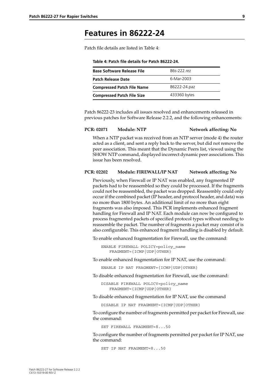 Features in 86222-24 | Allied Telesis 86222-27 User Manual | Page 9 / 46
