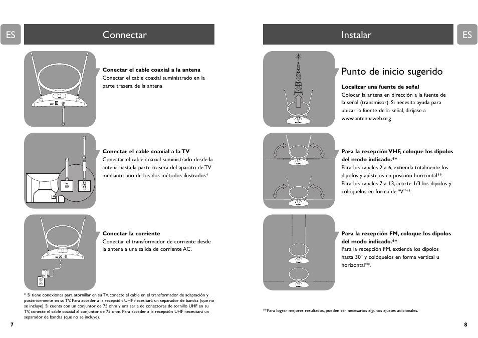 Connectar, Instalar punto de inicio sugerido | Philips US2-MANT310 User Manual | Page 7 / 7