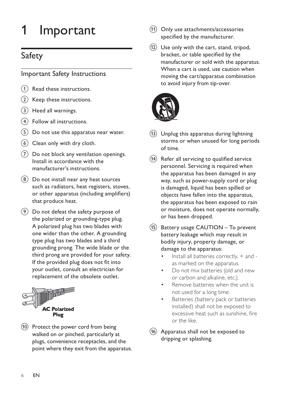 1 important, Safety | Philips DC291-17 User Manual | Page 6 / 20