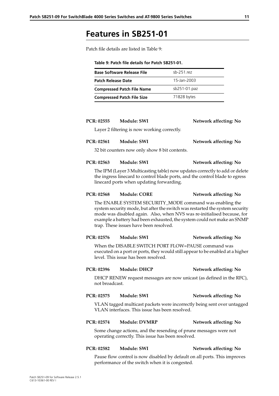 Features in sb251-01 | Allied Telesis 4000 Series User Manual | Page 11 / 12