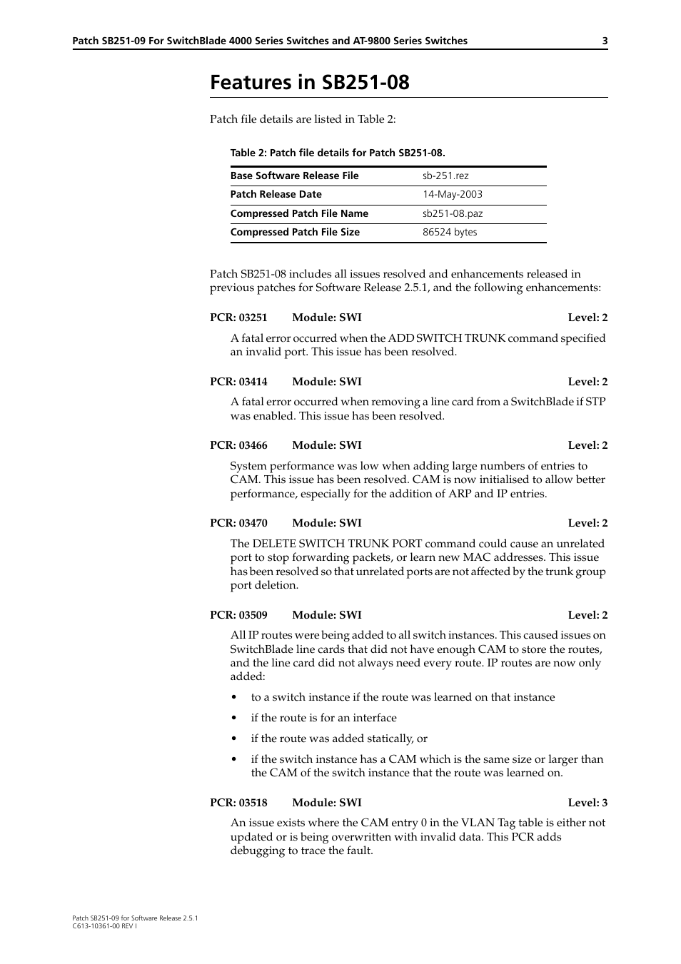 Features in sb251-08 | Allied Telesis 4000 Series User Manual | Page 3 / 12