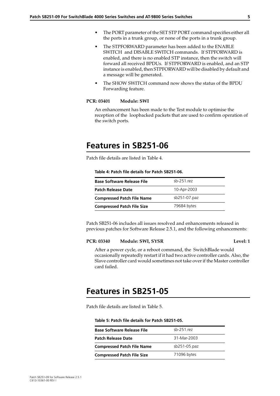 Features in sb251-06, Features in sb251-05 | Allied Telesis 4000 Series User Manual | Page 5 / 12