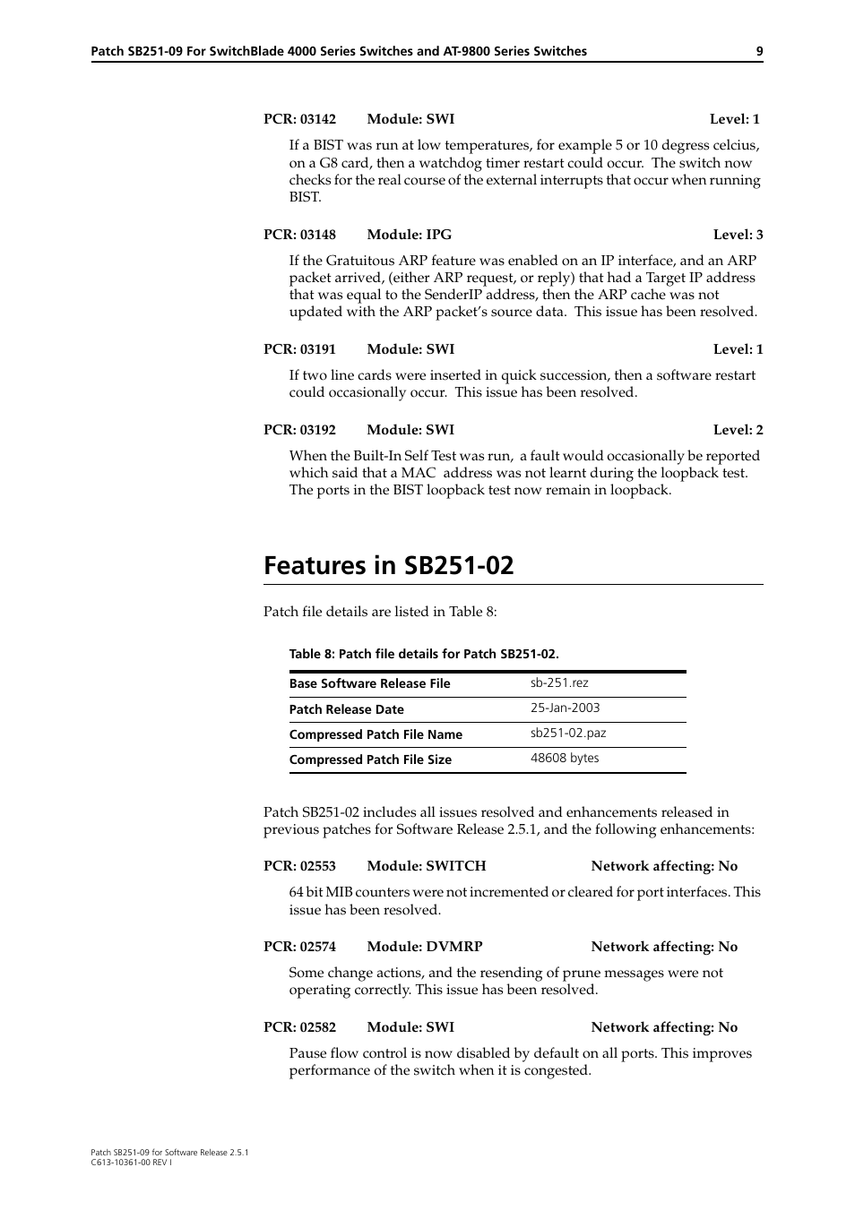 Features in sb251-02 | Allied Telesis 4000 Series User Manual | Page 9 / 12