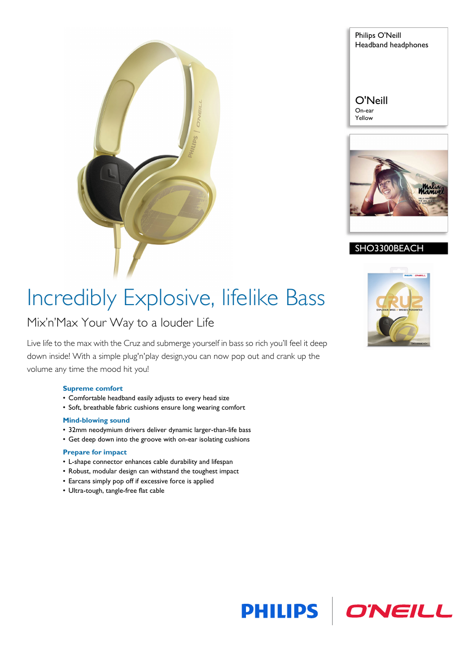 Philips SHO3300BEACH-00 User Manual | 3 pages