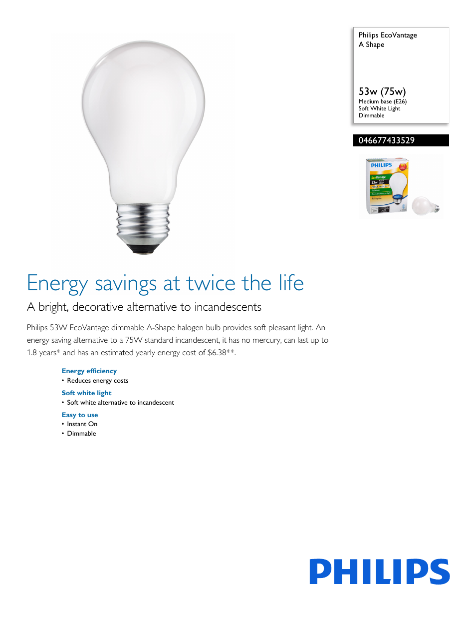 Philips 046677433529 User Manual | 2 pages