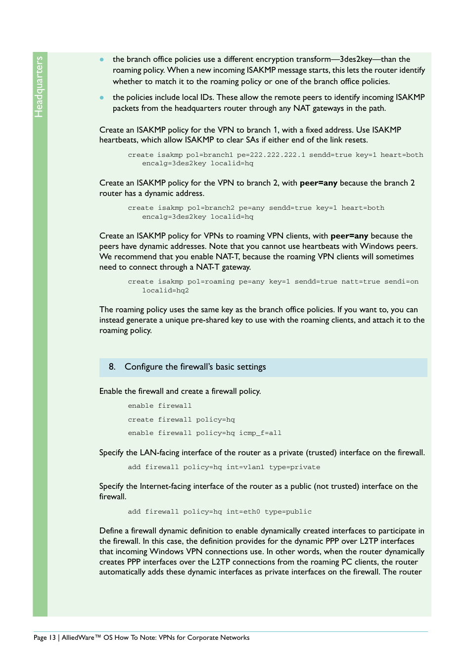 Headquar ters | Allied Telesis AlliedWare AR440S User Manual | Page 13 / 53