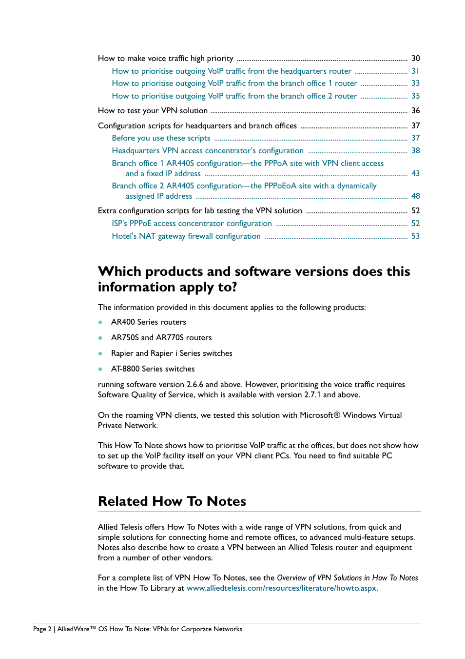 Related how to notes | Allied Telesis AlliedWare AR440S User Manual | Page 2 / 53