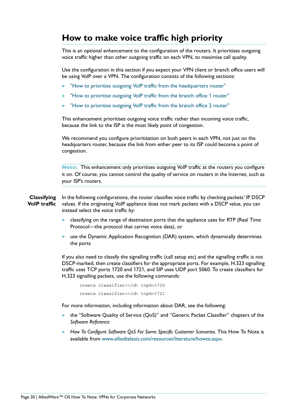 How to make voice traffic high priority | Allied Telesis AlliedWare AR440S User Manual | Page 30 / 53