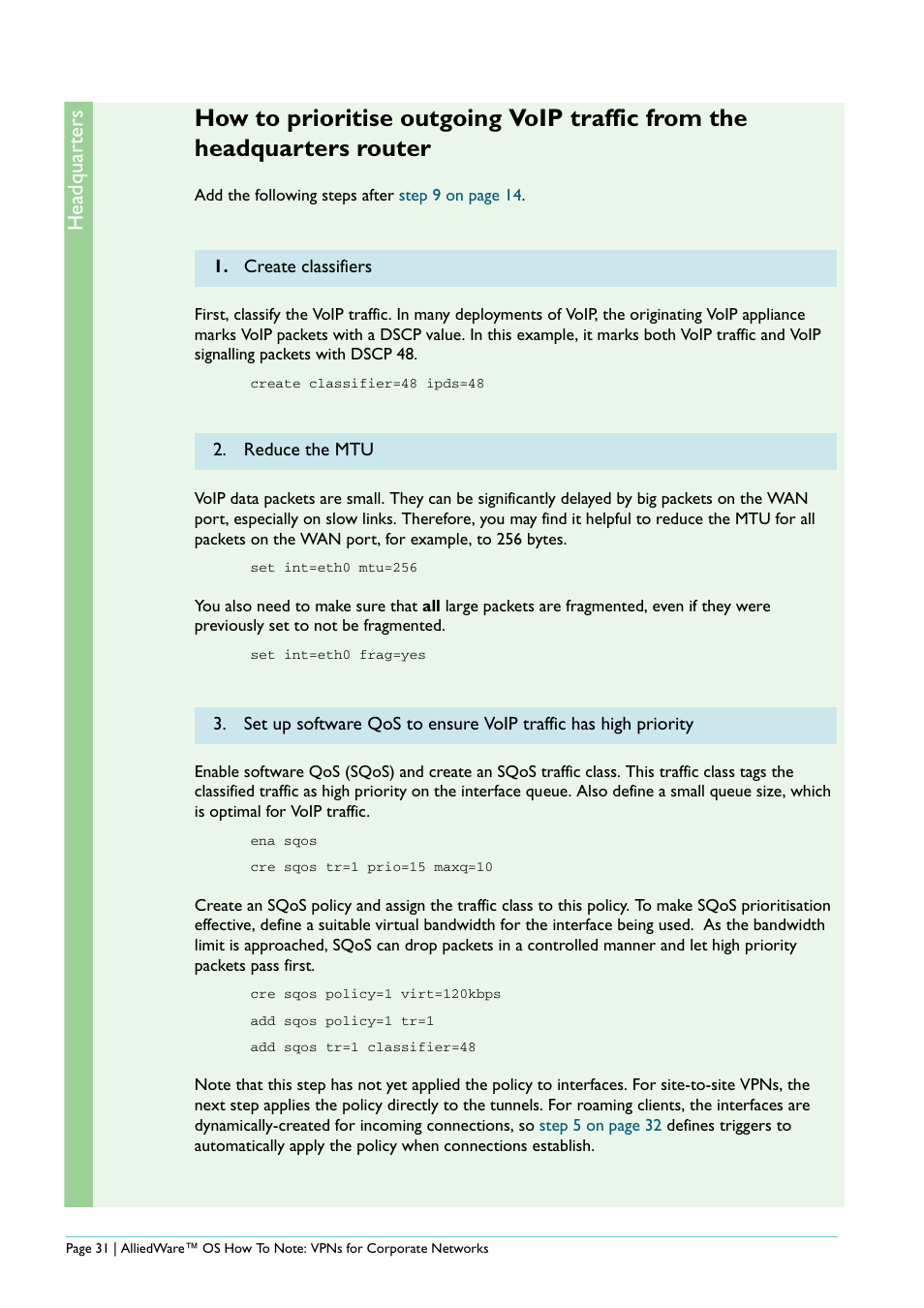 Headquar ters | Allied Telesis AlliedWare AR440S User Manual | Page 31 / 53