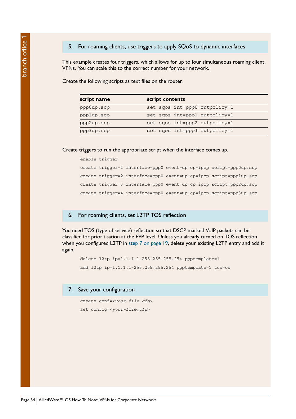 Branch office 1 | Allied Telesis AlliedWare AR440S User Manual | Page 34 / 53