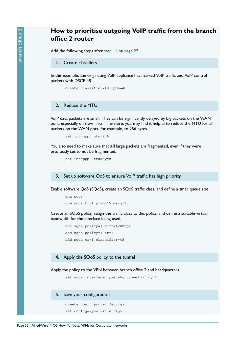 Branch office 2 | Allied Telesis AlliedWare AR440S User Manual | Page 35 / 53