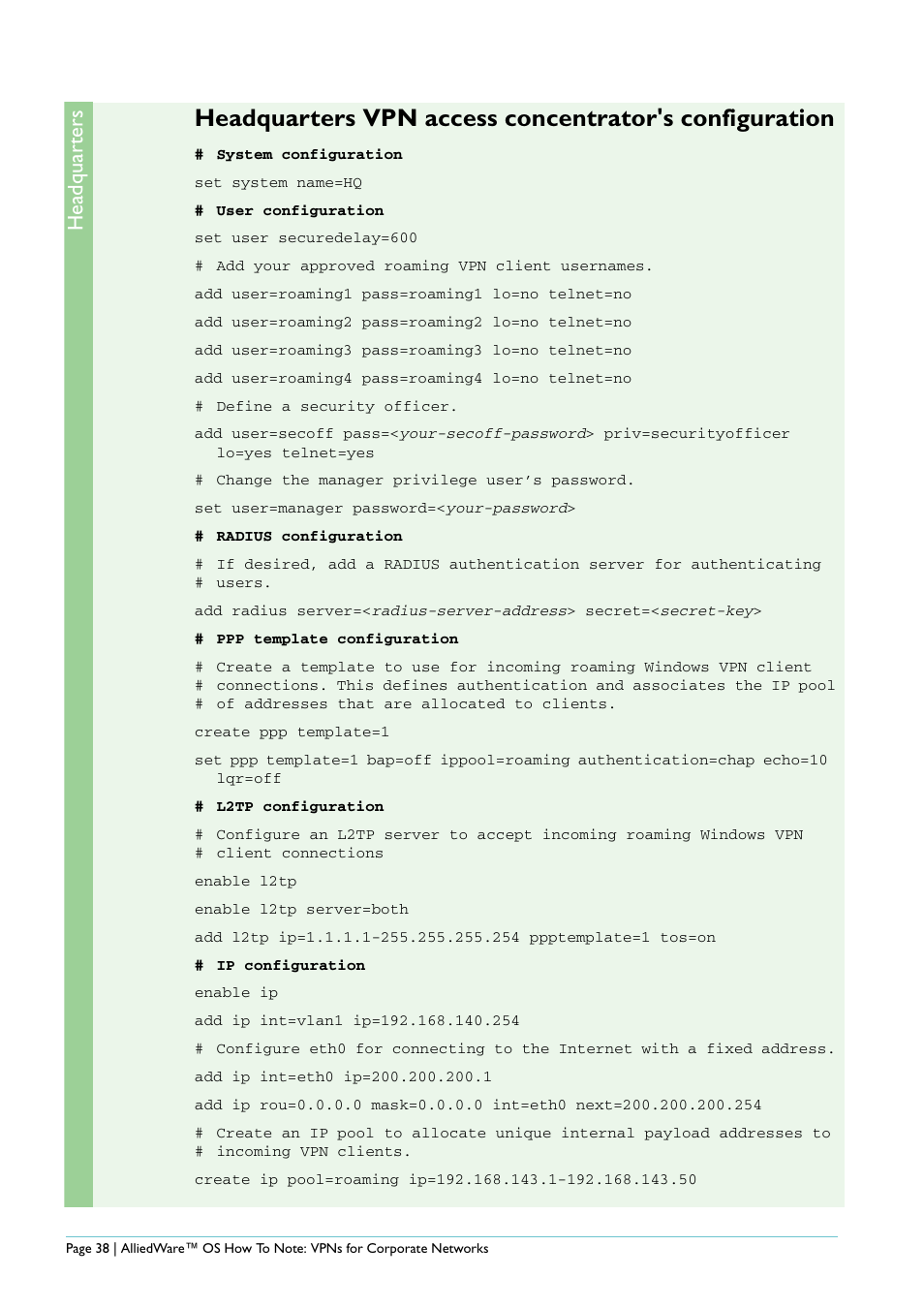 Headquar ters | Allied Telesis AlliedWare AR440S User Manual | Page 38 / 53