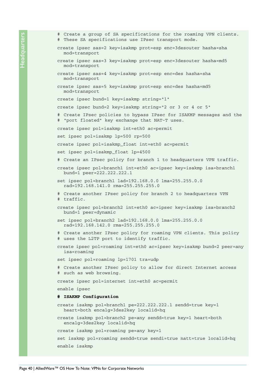 Headquar ters | Allied Telesis AlliedWare AR440S User Manual | Page 40 / 53