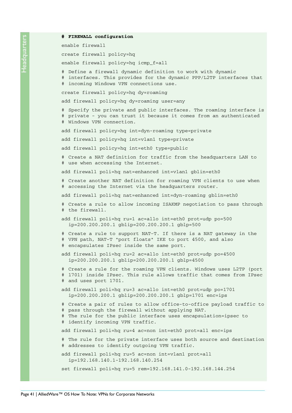 Headquar ters | Allied Telesis AlliedWare AR440S User Manual | Page 41 / 53