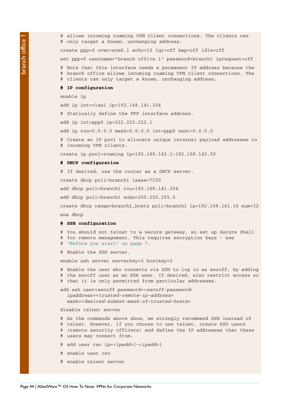 Branch office 1 | Allied Telesis AlliedWare AR440S User Manual | Page 44 / 53