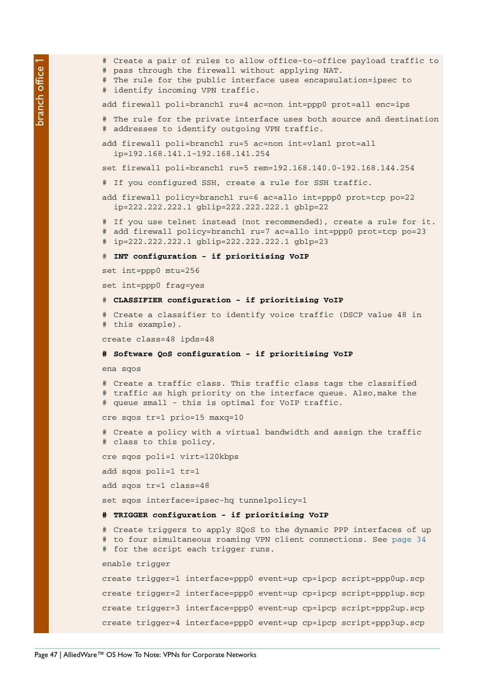 Branch office 1 | Allied Telesis AlliedWare AR440S User Manual | Page 47 / 53