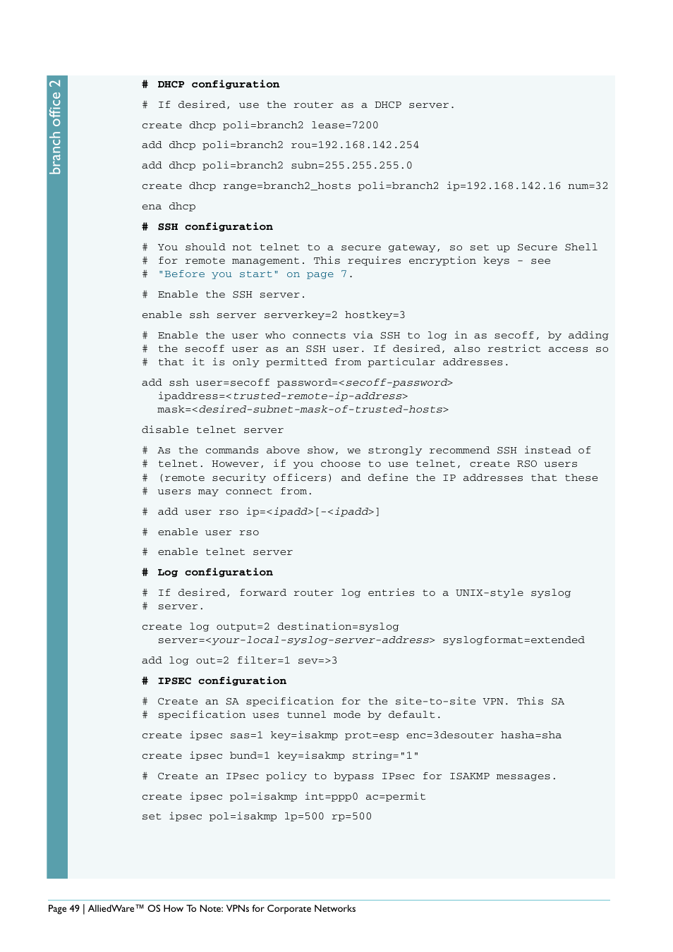 Branch office 2 | Allied Telesis AlliedWare AR440S User Manual | Page 49 / 53