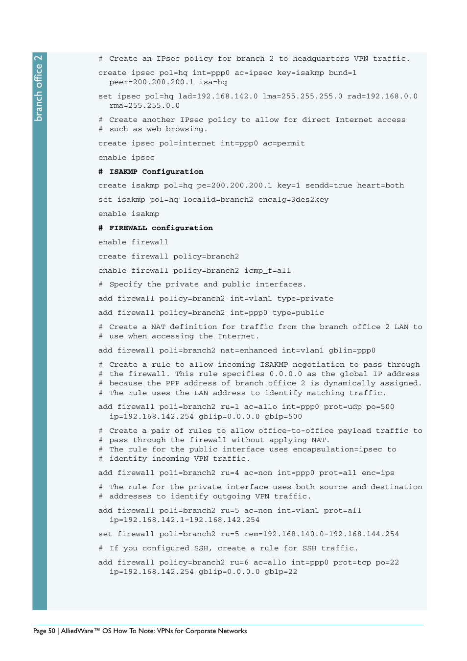 Branch office 2 | Allied Telesis AlliedWare AR440S User Manual | Page 50 / 53
