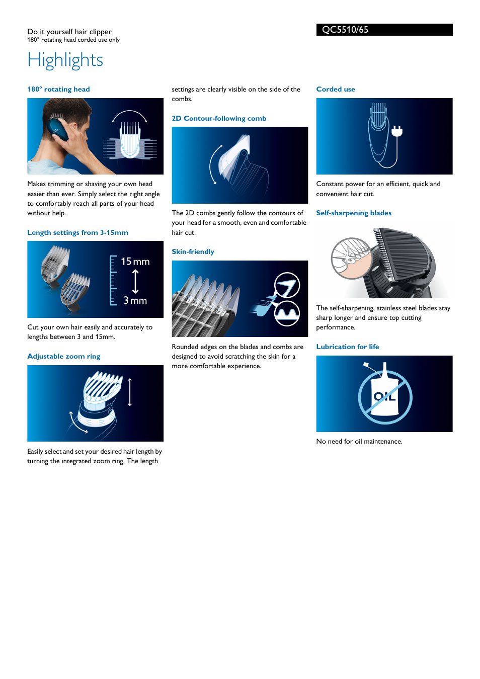 Highlights | Philips QC5510-65 User Manual | Page 2 / 3