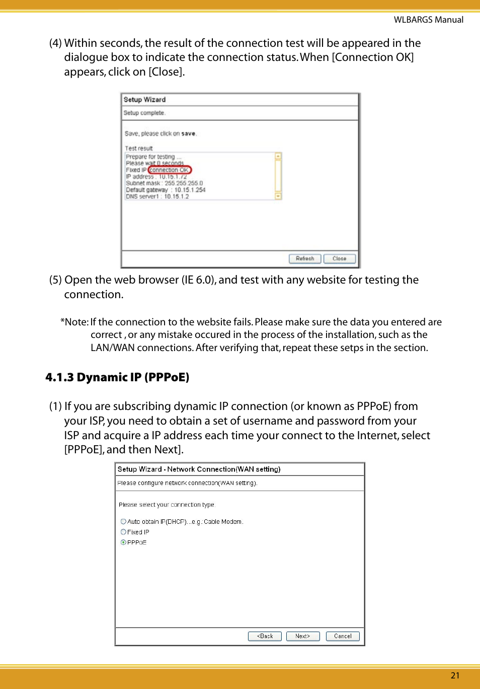 3 dynamic ip (pppoe) | Allied Telesis CG-WLBARGS User Manual | Page 23 / 58