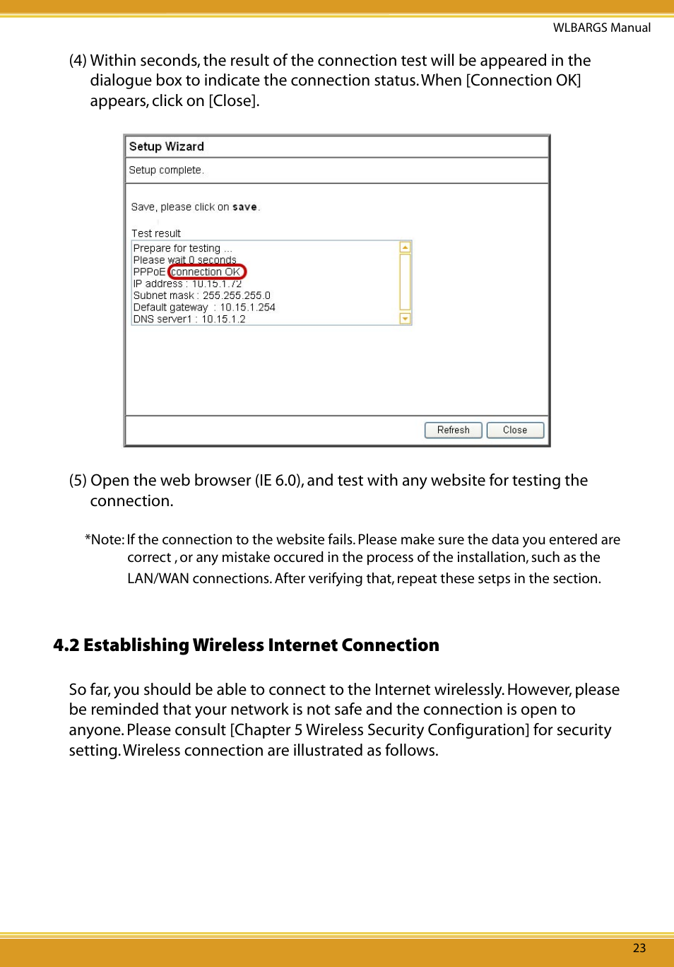 2 establishing wireless internet connection | Allied Telesis CG-WLBARGS User Manual | Page 25 / 58