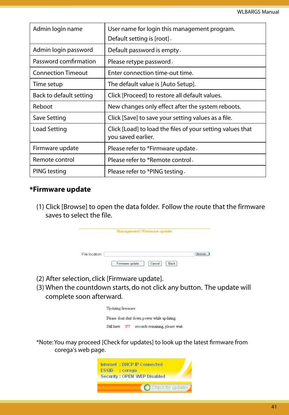 Firmware update | Allied Telesis CG-WLBARGS User Manual | Page 43 / 58