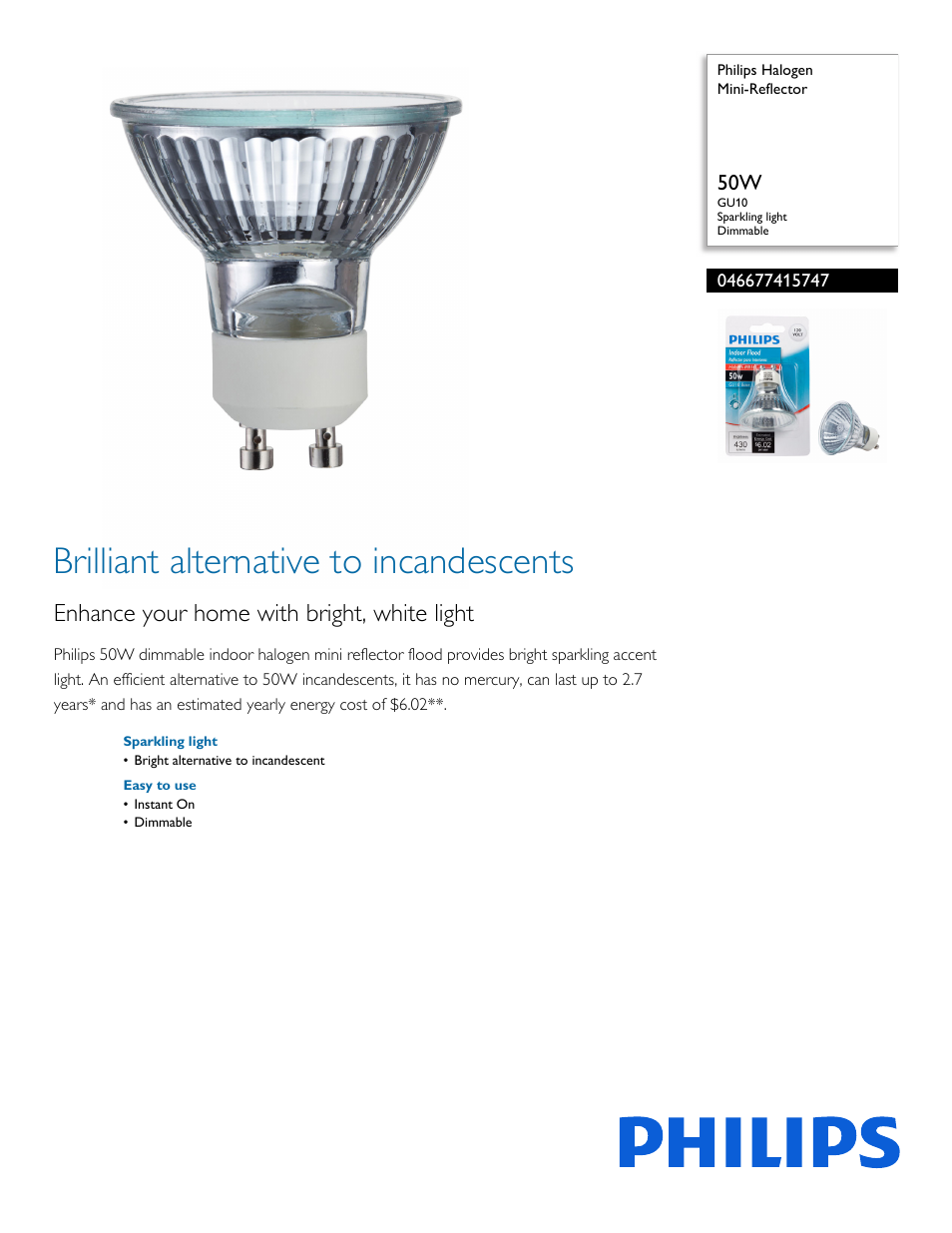 Philips 046677415747 User Manual | 2 pages