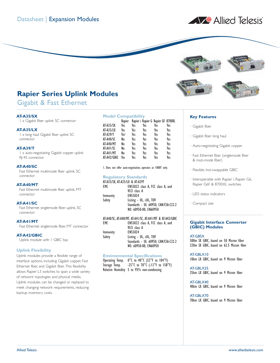 Allied Telesis AT A35/SX AT-A35-SX/SC User Manual | 2 pages