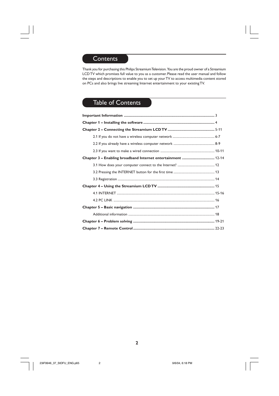 Philips 23PF9976I-37 User Manual | Page 2 / 64