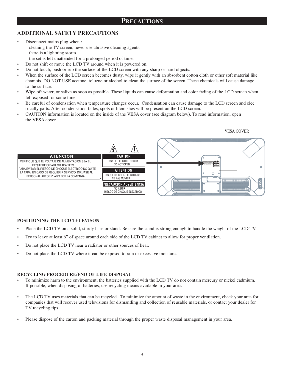 Recautions additional safety precautions | Philips 23PF9976I-37 User Manual | Page 28 / 64