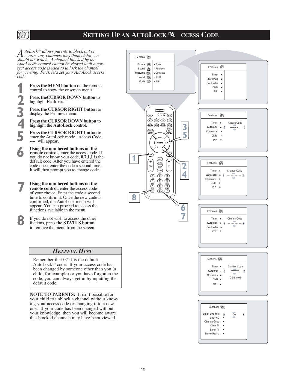 Etting, P an, Ccess | Philips 23PF9976I-37 User Manual | Page 36 / 64